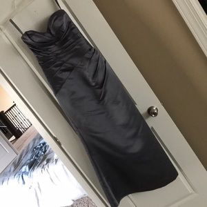 Bill Levkoff Floor-Length A-Line Satin Gray Dress